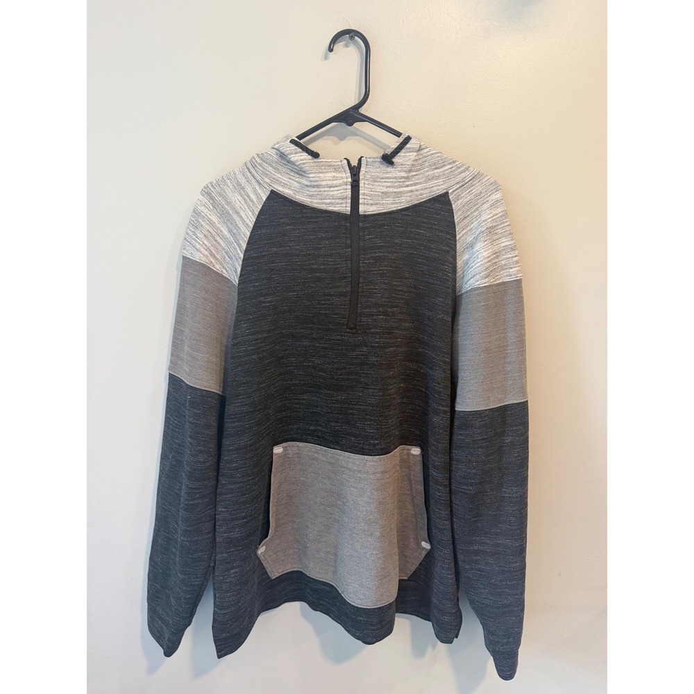 Ocean Current Mens Grey Colorblock Quarter Zip Hoodie Space Dye Pullover Large